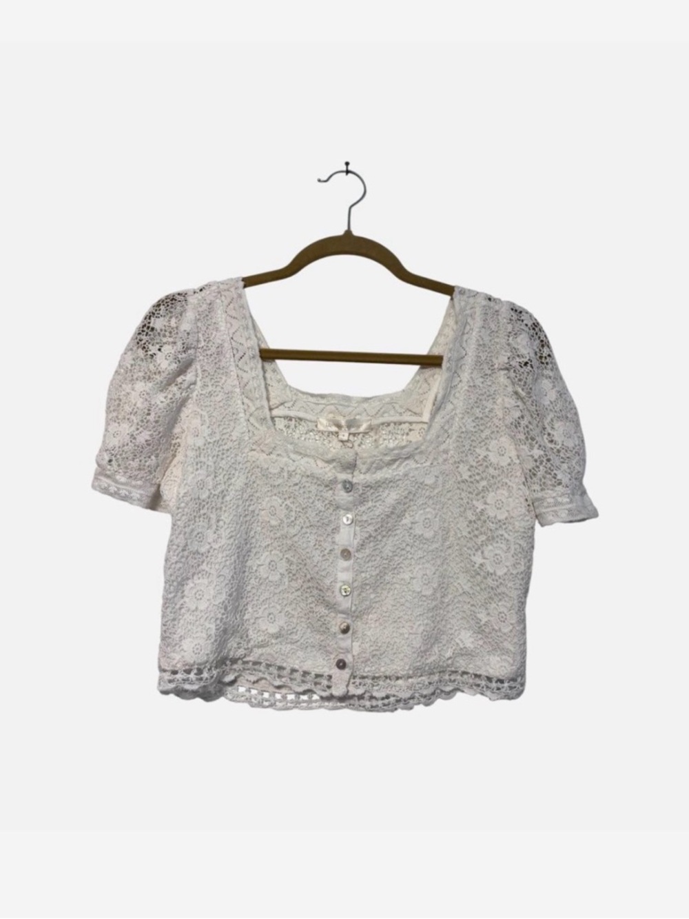 LoveShackFancy Carmeline Cropped Top True White NWT Size 4 Small